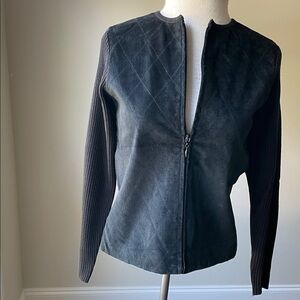 Chic Black and Gray Leather Jacket